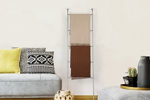 Blanket Ladder Towel Ladder for Bathroom Blanket Rack for Living Room Bathroom Laundry Room Silver