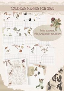 2026 Vintage Scrapbook Calendar, Sunday Start (digital Download Canva Template) - Etsy Australia