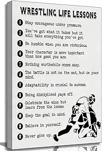 Inspirational Wrestling Life Lessons Canvas Wall Art Stay Courageous Under Pressure Modern Office Motivational Quotes Painting Pictures Wall Decor Poster Print Artwork for Study Bedroom