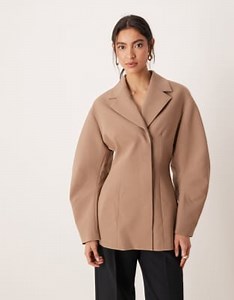 ASOS DESIGN - Giacca sartoriale stretta in vita color moka con colletto | ASOS