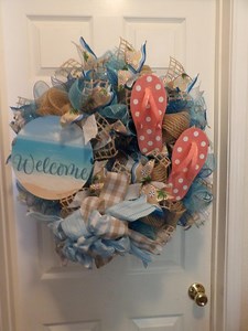 Summertime Wreath, Mesh and Ribbon, Beach Theme - Etsy Canada