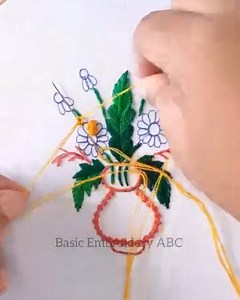 Double Cast on stitch flower design hand embroidery Tutorial for beginners | Basic Embroidery ABC