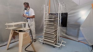 Rotating Spray Rack & 30 Door Dry Storage Rack With Wheels