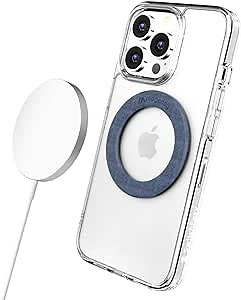 MagEasy MagSafe Sticker MagSafe Ring - Strong iPhone MagSafe Magnet Sticker MagSafe Adapter Ring | Fine Fabric Texture | Support Qi & MagSafe Wireless Charger - MagDoka Disc (Classic Blue)