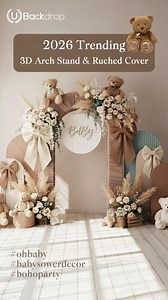 162K views · 1.4K reactions | 笠2026 Trending笠Our 3D Arch Stand & Pleated Cover Perfect for Boho / Baby Shower / Ohbaby #babyshower #ohbaby #boho #partydecorations #2026trends | Ubackdrop | Facebook