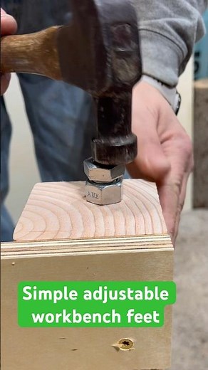 Simple adjustable workbench feet from bolts and nuts #workshop #diy #tools