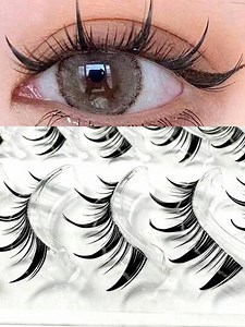 Manga Lashes 5 Pairs Full Strip False Eyelashes Devil Comic Lashes Anime Cosplay False Eyelashes With Transparent Stem Manga Eyelashes Japanese Makeup Thick And Natural Look Wispy Eyelash Extensions Asian Korean Cosplay Anime False Eyelashes Makeup Tool Strip Lashes,Lashes,Eyelashes,Fake Lashes | SHEIN