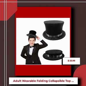 Unleash your inner magician! 🎩✨ Elevate your performance and make every moment magical with our Adult Wearable Folding Collapsible Top Hat! This stylish hat not only offers a touch of elegance but also folds up for easy carrying—perfect for spontaneous show-stopping moments! Wherever you go, bring joy and confidence 🎉 while turning heads with this must-have accessory for magicians and costume enthusiasts alike. Don’t just dress up—become the star of the show! 🌟 Grab yours today for just $23.9