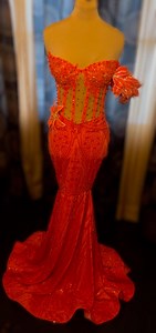 Orange Beaded Corset Prom Dress - Etsy