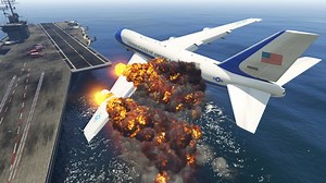 498K views · 5.4K reactions | Grand Theft Auto V - Dramatic Air Force One Plane Emergency Landing at Aircraft Carrier (GTA 5) | B1 | Facebook