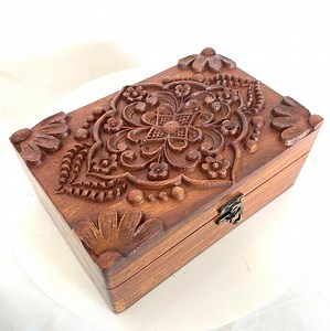Handcrafted Wooden Storage Box 9x6x3.5 – Grapevine Carving With Brass Latch. - Etsy
