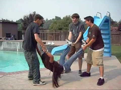 Silly Turtle Thrown into Pool