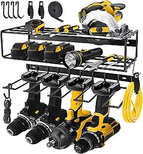 WASAIT Power Tool Organizer Wall Mount Cordless Drill Holder 2pc Split Tool Holder Wall Mounted Powertool Storage Rack Heavy Duty Garage Tool Organizer Organizers for Garden Garage Storage Workshop
