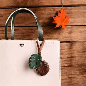 Handcrafted Monstera Leaf Leather Bag Charm - Made in USA - Etsy