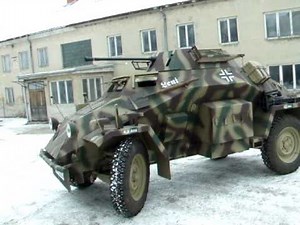 "LENI" goes home ! NEW SdKfz 222 German Armoured Car Sonderkraftfahrzeug Replica WW2 REENACTMENT