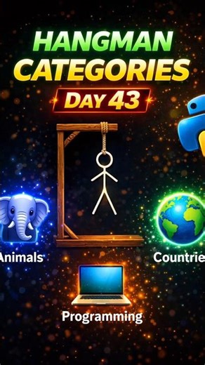 Hangman Game with Categories in Python – Animals, Countries & More! Day 43/100 #shorts