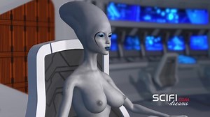 Sci-fi Doll Alien Pummels a Ebony Chick in the Space Station