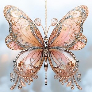 Rose Gold Butterfly Stained Glass Window Hanging - ACRYLIC Crystal Butterfly Decoration for Home and Nature Decor - Etsy