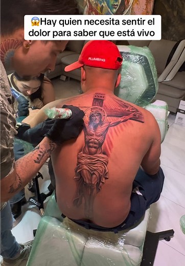 Tattoo Art featuring Jesus Christ | Black and Grey Back Tattoo