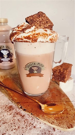 The quickest, tastiest Hot Chocolate EVER! Simply heat up a Shaken Udder Chocolush milkshake (60-90 seconds in the microwave should do it). Add your toppings. Job done. 🔥🍫🥛#dowhatmakesyouhappy #milkshake #hotchocolate | Shaken Udder Milkshakes
