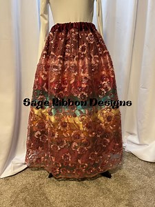 Pink & Maroon Sequined Sparkle Lace Overlay Ribbon Skirt - Etsy