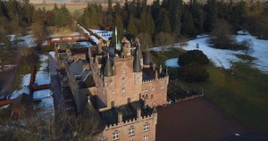 Download Aerial view of Glamis Castle in Scotland