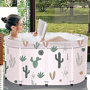 Portable Bathtub for Adults, Freestanding Non-Inflatable Hot Tub for Adults, Thickened Thermal Foam Home Bathroom Spa Hot Ice Bath Soaking Bucke, 40”x26”x22”