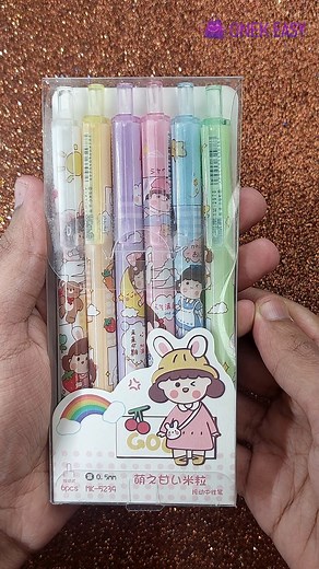 1.2K views · 3 comments | 6PCS Set Cool Girl Kawaii Cartoon Black Ink Ball Point Pens #kawaiii #kawaiigirl #kawaiifashion | Onek Easy | Facebook