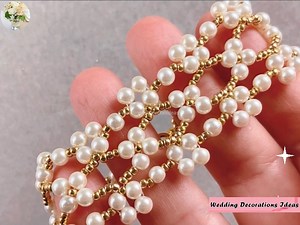 How to Make Gorgeous Pearl Gold Seed Bead Bracelet | Wedding Decoration Ideas