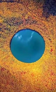 Amazing circular lake footage from above