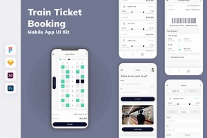 Train Ticket Booking App UI Kit, an UI Kit Template by uicube