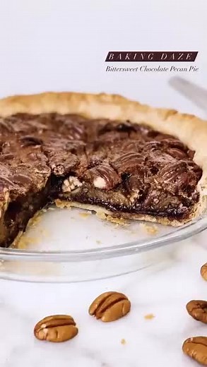 🥧 Bittersweet Chocolate Pecan Pie👩🏻‍🍳 Ruth Cousineau💻 Gourmet#fyp #pecanpie #thanksgivingpie #pecans #fallbaking #holidaybaking #bakingdaze