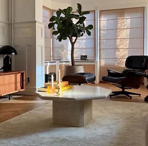 [Hot Item] Natural Travertine Stone Top Marble Hexagon Coffee Table Vintage for Sofa Center Table Design