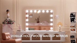 Hollywood Vanity Mirror with Lights, 32 x 24 Inch Makeup Mirror with 18 Dimmable Bulbs and 10X Magnification, 3 Colors Modes, Digital Display and Adjustable Time, USB Port, Type-C, Black