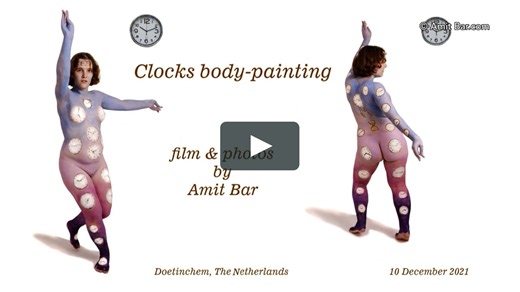 Clocks body-painting by Amit Bar