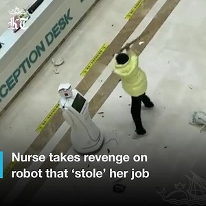14K views · 165 reactions | A Chinese nurse lost her temper after she and her fellow nurses were replaced by a robot at Xuzhou University Hospital in the coastal province of Jiangsu, east China, and smashed the robot, according to a Euronews report. After throwing a huge tantrum, the female employee smashed the robot in retaliation for being fired and replaced by the robot, the report said. | Kuwait Times | Facebook