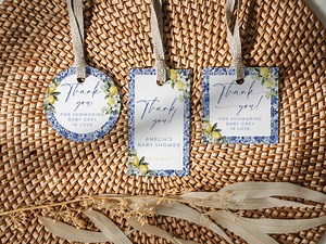 Blue Tile Lemon Gift Tags. Mama's Main Squeeze Baby Shower Thank You Favors. Printable Editable Template. Positano Amalfi Coast Label. BS52 - Etsy