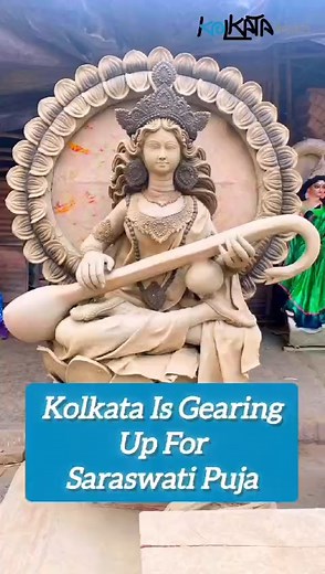 Hello Friend! Excited to share a sneak peek as we gear up for Saraswati Puja! Join us on a fascinating journey behind the scenes, where artisans are giving finishing touch to the beautiful idol of Goddess Saraswati. Magic of Saraswati Puja in Kolkata! . . . #KolkataPages #Kolkata #KolkataBuzz #KolkataDiaries #CityOfJoy #Bengali #SaraswatiPuja #KolkataVibes #GoddessOfKnowledge | Kolkata Pages