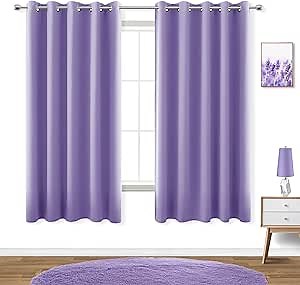 KOUFALL Lavender Curtains for Bedroom Girls 2 Panels Set Blackout Light Blocking Thermal Insulated Curtains for Teen Room Dorm Violet Lilac Purple 72 x 63 Inch Length