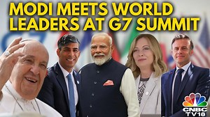 3K views · 35 reactions | G7 Summit: Prime Minister Modi held bilateral meetings with world leaders including Italian PM Giorgia Meloni, French President Emmanuel Macron, the Pope, Ukrainian President Volodymyr Zelenskyy , and UK Prime Minister Rishi Sunak on the sidelines of the G7 Summit in Italy. #g7 #italy #pmmodi #narendramodi | CNBC-TV18 | Facebook