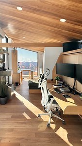In tiny homes, every square inch matters. For this client, a full double-monitor desk was a top priority for his getaway home. Perched high in the mountains of California, this tiny home is designed to unplug, soak in nature, and still provide an uninterrupted space to focus on work. This white oak double sized Murphy bed from @embed.products was the perfect solution to maximize space and function. It blends seamlessly into the design of the home and works both electrically or manually. The Halc