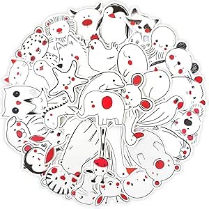 Animal Graffiti Stickers - 50 Pcs Waterproof Vinyl Black and White Animal Stickers for Water Bottle, Laptop, Phone Case, Cup, Guitar - Cute Animal for Kids, Teens & Adults