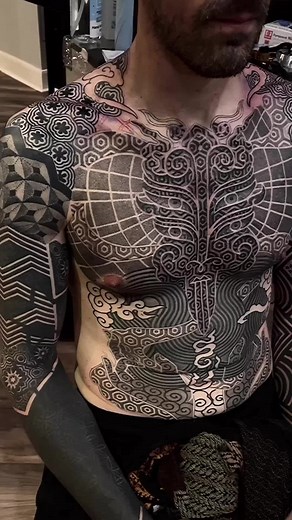 Incredible Chest and Torso Tattoo by Jessie Manchester