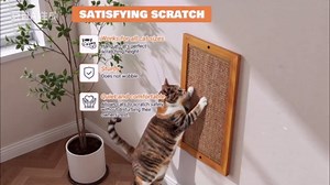 Extra Large Wall Mounted Cat Scratching Post, Wooden Sisal Panel Scratcher, Natural Wood Frame with Durable Sisal Rope Surface for Cats, Protects Furniture from Scratching