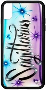 Wildflower Cases - Zodiac Airbrush Sagittarius Case, Compatible with Apple iPhone Xs Max | Blue, Star, Zodiac, Trendy - Protective Black Bumper, 4ft Drop Test Certified, Women Owned Small Business