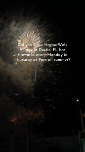 Don't miss the Destin Harbor fireworks! 🎆 Catch the spectacular show at HarborWalk Village every Monday and Thursday night at 9pm. #destin #destinfl #destinflorida #florida #destinfl #destinfortwaltonbeach #todoindestin #thingstodoindestin #todoindestin #travel #beachvacation | Compass Resorts