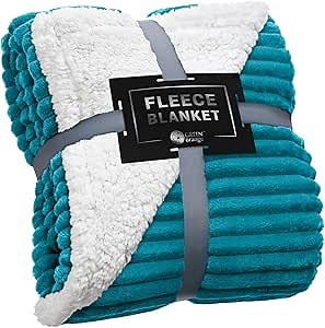 Sherpa Blanket Fleece Throw – 50x60, Turquoise – Soft, Plush, Fluffy, Warm, Cozy – Perfect for Bed, Sofa, Couch, Chair