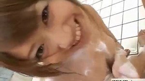 Busty Japan bath house nudist cleaning and sponge bath