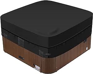 Hot Tub Cover Protector 600D Waterproof Square SPA Cover UV Protection for Outdoor Hot Tub 72x72 inch Black