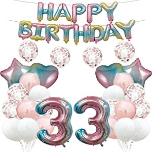 33th Birthday Balloon 33th Birthday Decorations Rainbow 33 Balloons Happy 33th Birthday Party Supplies Number 33 Foil Mylar Balloons Latex Balloon Gifts for Girls,Boys,Women,Men